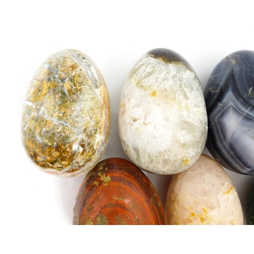 1459 - Natural History / Geology Interest: Seven large polished hardstone specimen eggs, examples to includ... 