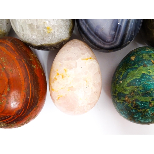 1459 - Natural History / Geology Interest: Seven large polished hardstone specimen eggs, examples to includ... 