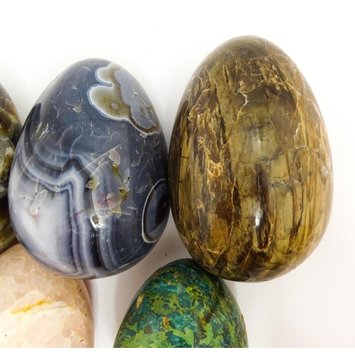 1459 - Natural History / Geology Interest: Seven large polished hardstone specimen eggs, examples to includ... 