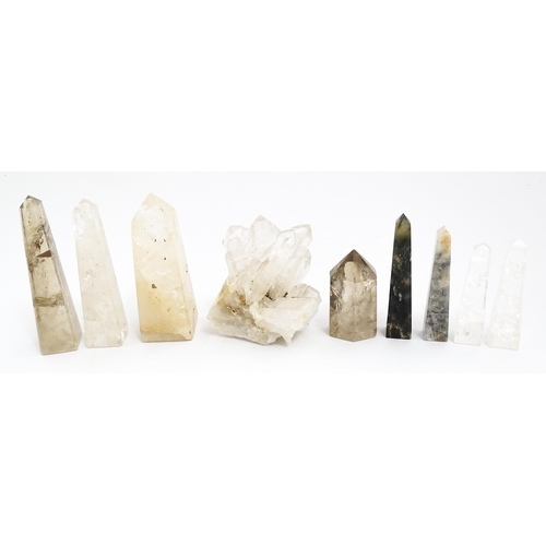 1462 - Natural History / Geology Interest: Eight assorted carved hardstone obelisks, to include quartz exam... 