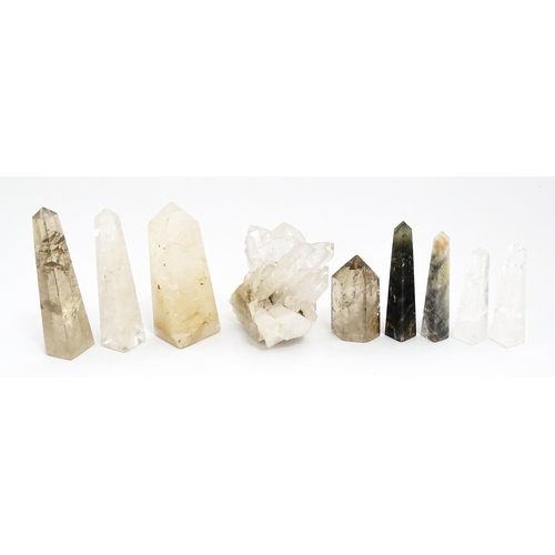 1462 - Natural History / Geology Interest: Eight assorted carved hardstone obelisks, to include quartz exam... 