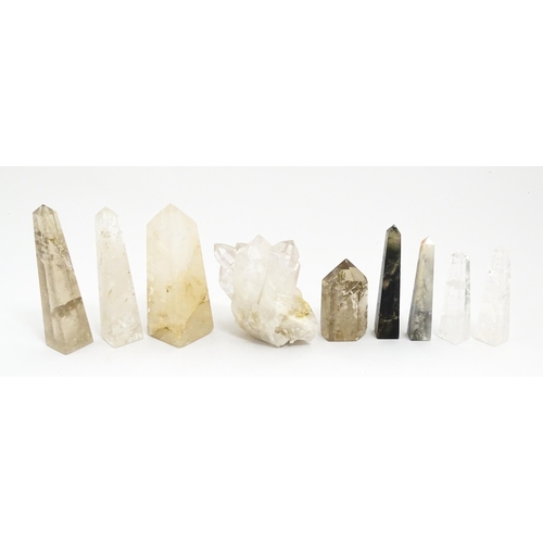 1462 - Natural History / Geology Interest: Eight assorted carved hardstone obelisks, to include quartz exam... 