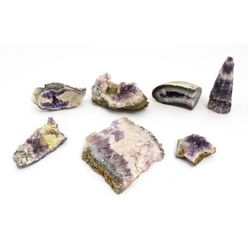 1463 - Natural History / Geology Interest: Seven assorted amethyst crystal geode specimens. Largest approx.... 