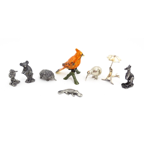 1466 - A quantity of assorted 20thC cast models of animals to include Australian koala, kangaroo, platypus,... 