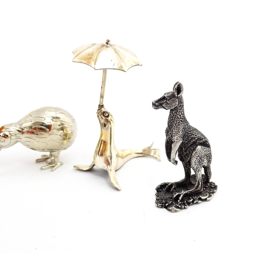 1466 - A quantity of assorted 20thC cast models of animals to include Australian koala, kangaroo, platypus,... 