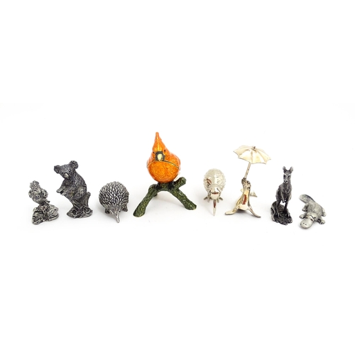 1466 - A quantity of assorted 20thC cast models of animals to include Australian koala, kangaroo, platypus,... 