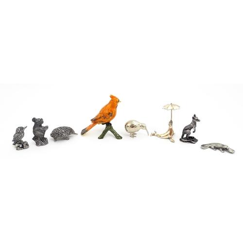 1466 - A quantity of assorted 20thC cast models of animals to include Australian koala, kangaroo, platypus,... 