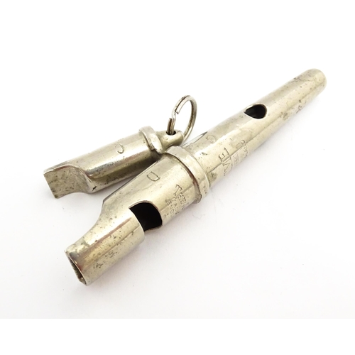 1467 - A mid 20thC J. Hudson & Co Acme combination sheepdog whistle, stamped 'G D C' with polished steel fi... 