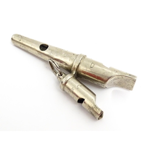 1467 - A mid 20thC J. Hudson & Co Acme combination sheepdog whistle, stamped 'G D C' with polished steel fi... 