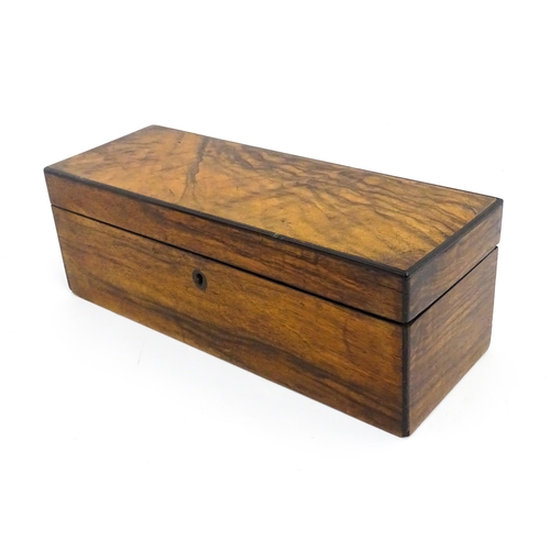 1470 - A late 19th / early 20thC walnut glove box of rectangular form. Approx. 11 3/4