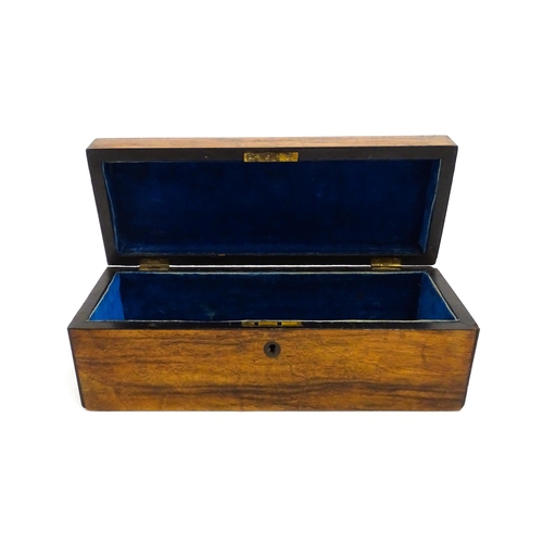 1470 - A late 19th / early 20thC walnut glove box of rectangular form. Approx. 11 3/4