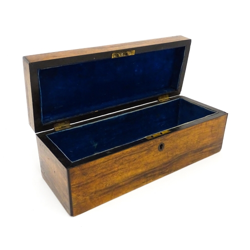 1470 - A late 19th / early 20thC walnut glove box of rectangular form. Approx. 11 3/4