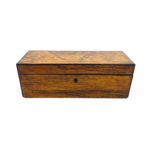 1470 - A late 19th / early 20thC walnut glove box of rectangular form. Approx. 11 3/4