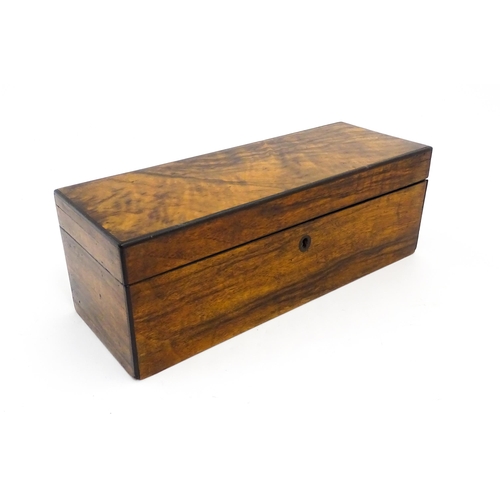 1470 - A late 19th / early 20thC walnut glove box of rectangular form. Approx. 11 3/4