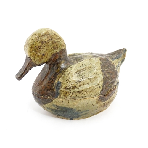 179A - A studio pottery pot and cover of duck form. Approx. 13