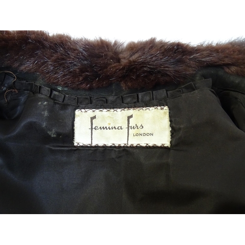 1193 - Vintage fashion / clothing: A short length fur jacket by Femina Furs, London. Chest approx. 34