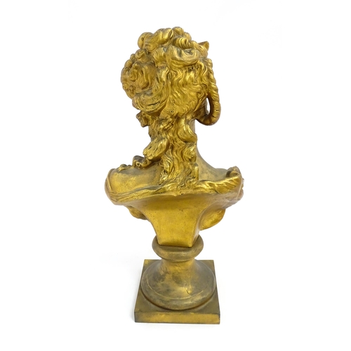 1544 - An early 20thC gilt metal bust of a lady with flowers in her hair, after Hippolyte Francois Moreau. ... 