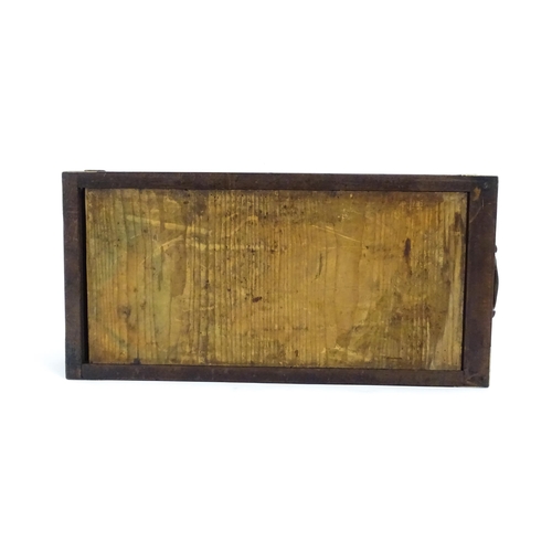 1550 - A 19thC brass bound mahogany writing slope with drawer to one side and having a fitted interior. App... 