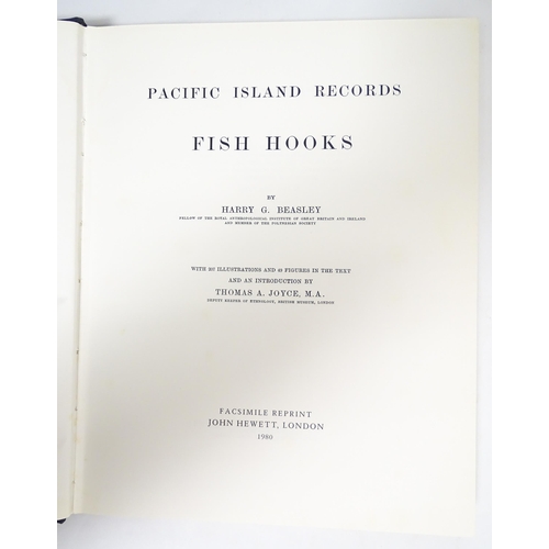 2289 - Book: Pacific Island Records Fish Hooks, by Harry G. Beasley, with illustrations and an introduction... 