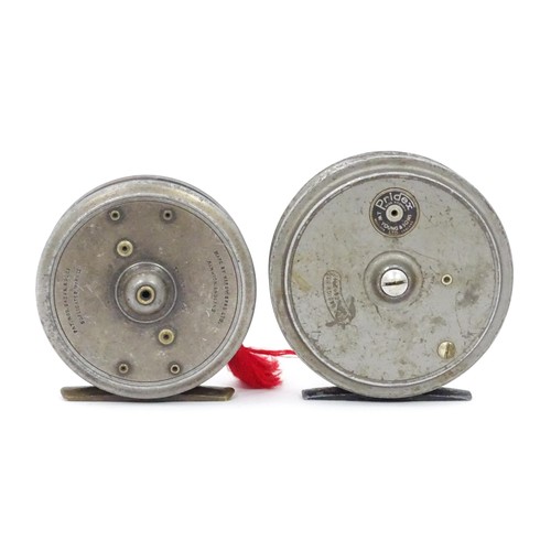 533 - Two mid 20thC centrepin fly fishing reels, comprising a Hardy 'Uniqua' 3