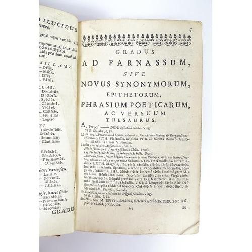 2314 - Book: Gradus AD Parnassum, Classical poetic thesaurus, by Paul Aler, 1682