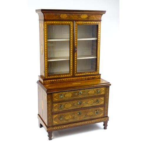 1715 - A 19thC mahogany glazed top bookcase with a moulded cornice above two glazed doors, the super struct... 