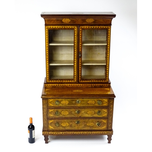 1715 - A 19thC mahogany glazed top bookcase with a moulded cornice above two glazed doors, the super struct... 