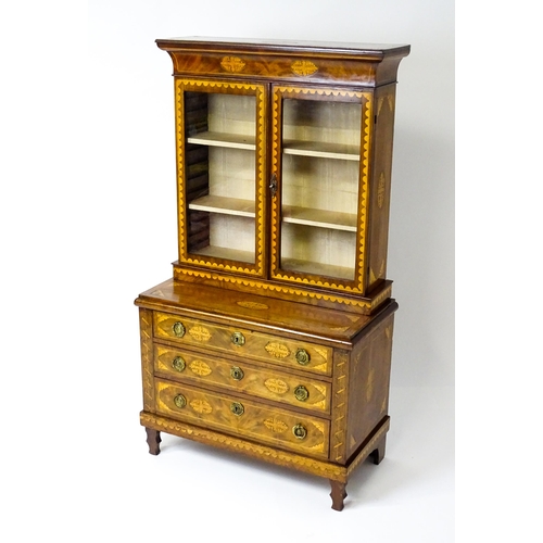 1715 - A 19thC mahogany glazed top bookcase with a moulded cornice above two glazed doors, the super struct... 