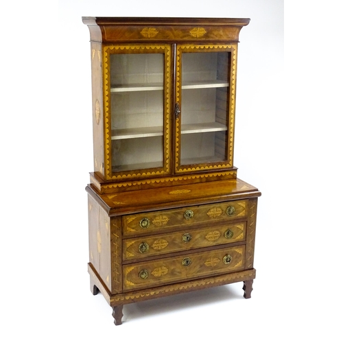 1715 - A 19thC mahogany glazed top bookcase with a moulded cornice above two glazed doors, the super struct... 