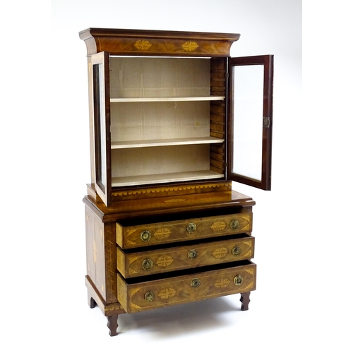 1715 - A 19thC mahogany glazed top bookcase with a moulded cornice above two glazed doors, the super struct... 