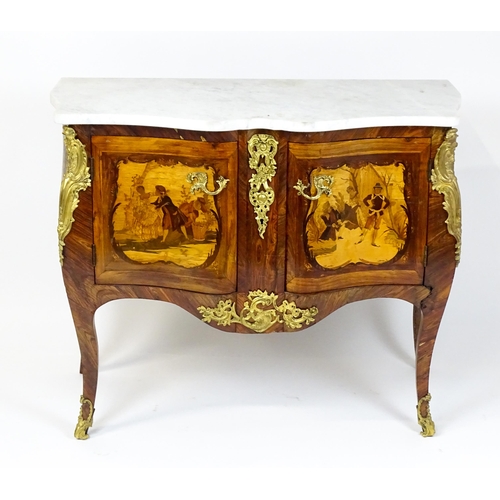 1717 - A late 19thC kingwood bombe commode with a serpentine front. The cabinet produced by the late 19thC ... 