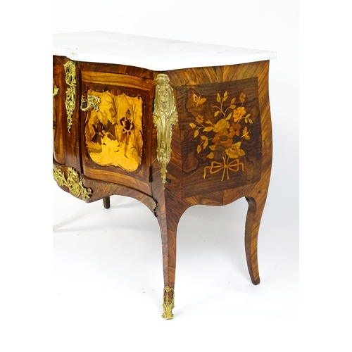 1717 - A late 19thC kingwood bombe commode with a serpentine front. The cabinet produced by the late 19thC ... 