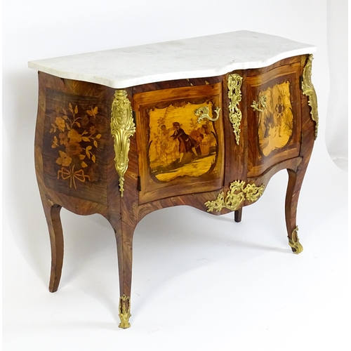 1717 - A late 19thC kingwood bombe commode with a serpentine front. The cabinet produced by the late 19thC ... 