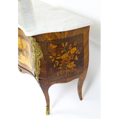 1717 - A late 19thC kingwood bombe commode with a serpentine front. The cabinet produced by the late 19thC ... 