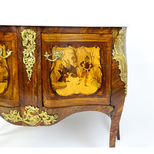 1717 - A late 19thC kingwood bombe commode with a serpentine front. The cabinet produced by the late 19thC ... 