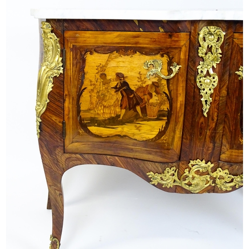 1717 - A late 19thC kingwood bombe commode with a serpentine front. The cabinet produced by the late 19thC ... 