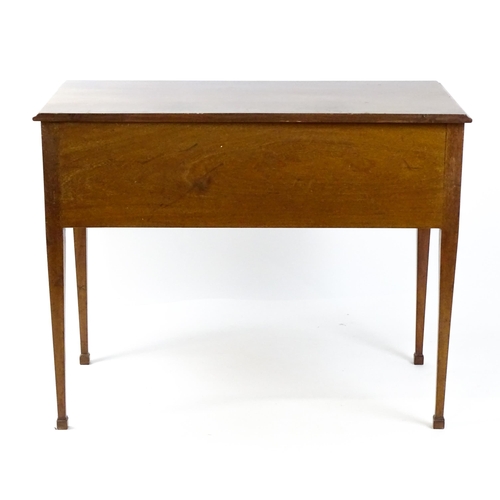 1799 - A late 19thC mahogany sideboard with two short drawers above a single long drawer with ring pull han... 