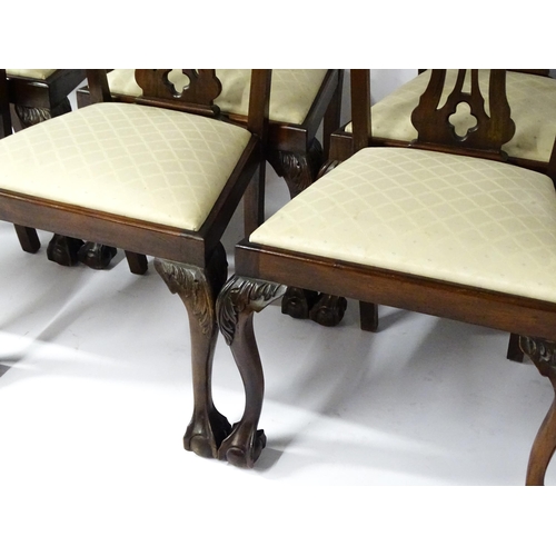 1862 - A set of 14 early / mid 20thC Chippendale style mahogany dining chairs (12+2). The chairs having car... 