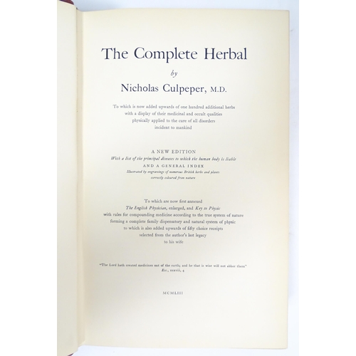 2259 - Book: The Complete Herbal by Nicholas Culpeper. Published by The Kynoch Press, Birmingham, 1953