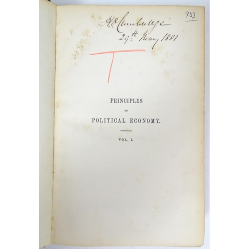 2261 - Books: Principles of Political Economy, Volumes 1 & 2, by John Stuart Mill. Published by Longmans, G... 