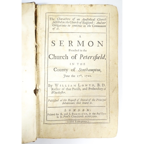 2376 - Books: A Sermon Preached in the County of Southampton June the 17th, 1772' by William Lowth, London ... 