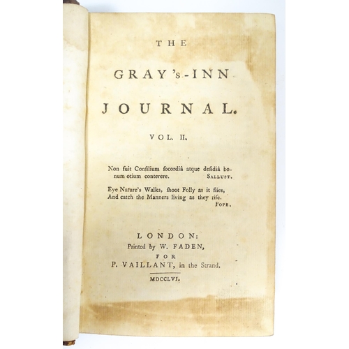 2378 - Books: The Grays-Inn Journal, Volumes 1 & 2, by Arthur Murphy. Published London, 1756 (2)