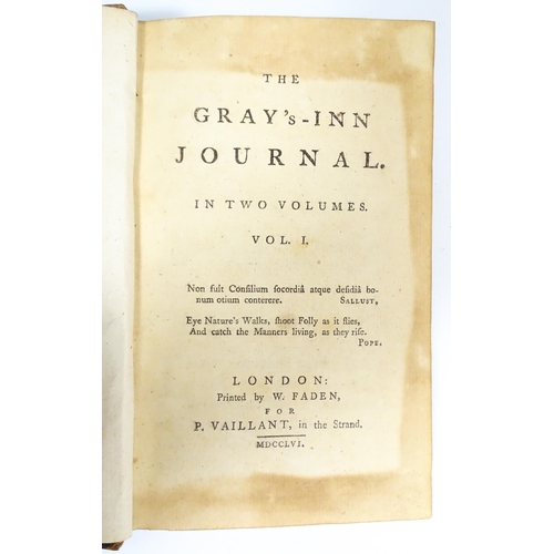 2378 - Books: The Grays-Inn Journal, Volumes 1 & 2, by Arthur Murphy. Published London, 1756 (2)