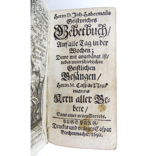 2406 - Book: A 17thC German Bebetbucher prayer books by Caspar Neumann. Published 1692