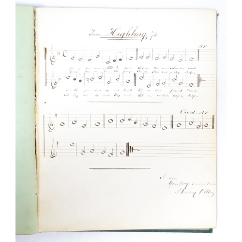 2466 - A 19thC scrap album containing various drawings, verses and hand drawn music scores by students at K... 