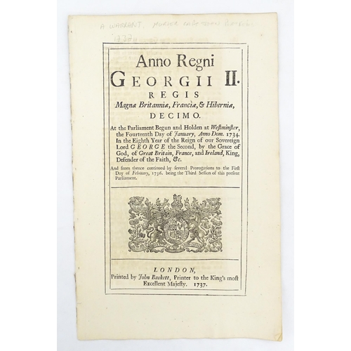 2469 - Two 1737 George II Acts of Parliament, comprising 'An act for the more effectual bringing Justice an... 