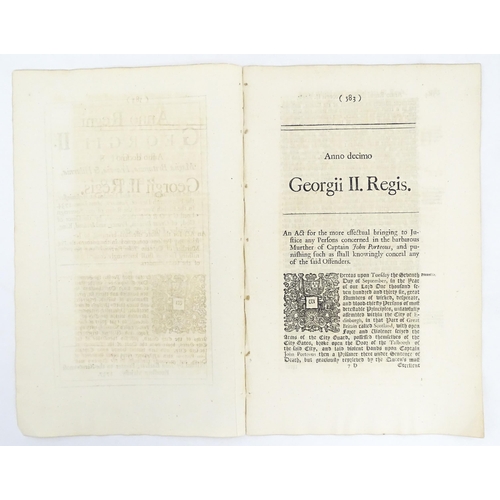 2469 - Two 1737 George II Acts of Parliament, comprising 'An act for the more effectual bringing Justice an... 