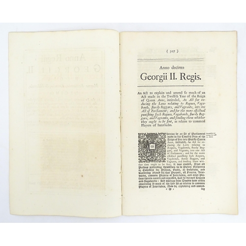 2469 - Two 1737 George II Acts of Parliament, comprising 'An act for the more effectual bringing Justice an... 