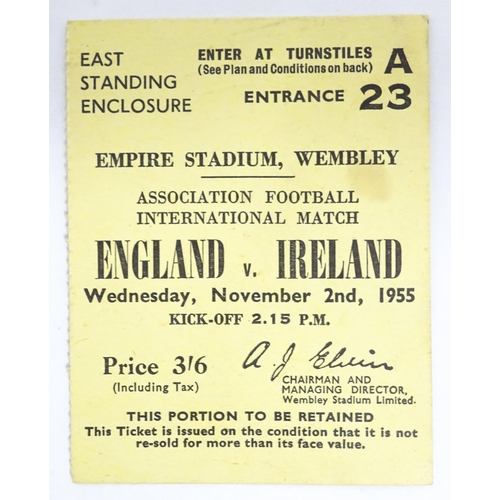 2471 - Five mid 20thC football match tickets, comprising England v. Ireland, Empire Stadium Wembley 2/11/19... 