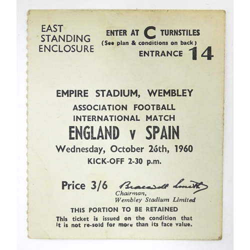 2471 - Five mid 20thC football match tickets, comprising England v. Ireland, Empire Stadium Wembley 2/11/19... 